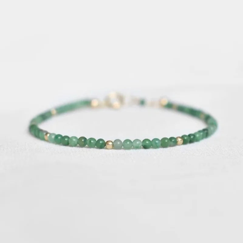 Bracelet Pierre De Jade Naturelle Fine – Perles 2mm – Chance & Harmonie