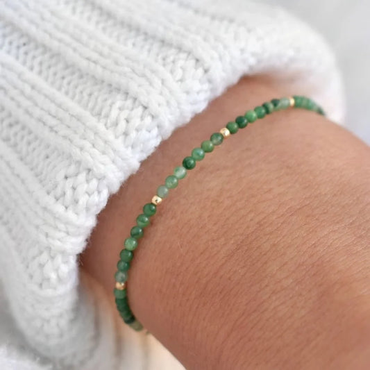 Bracelet Pierre De Jade Naturelle Fine – Perles 2mm – Chance & Harmonie
